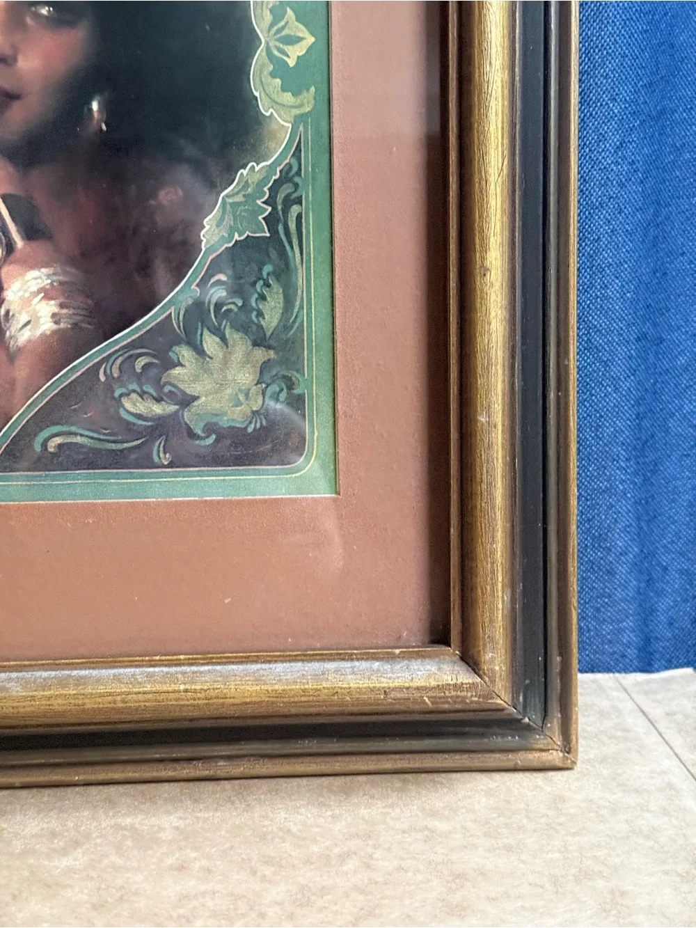 Vintage 1975 Black Is Beautiful Afro Woman Portrait Framed Art Print Art Nouveau